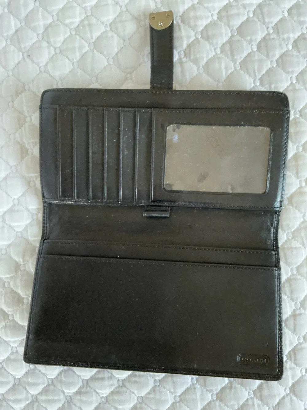 COACH Black Leather Men's Card Holder with Embossed Logo
